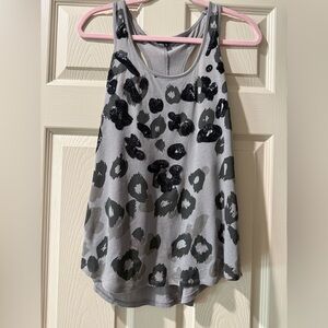 Express Gray and Black Leopard Print Tank Top